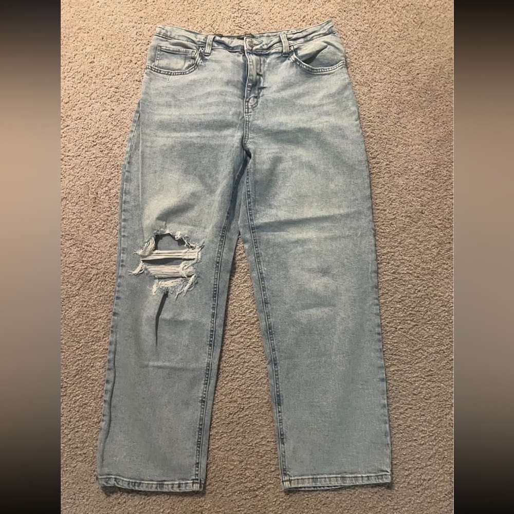 Wild Fable Blue Straight Leg Jeans with Distressed Detail